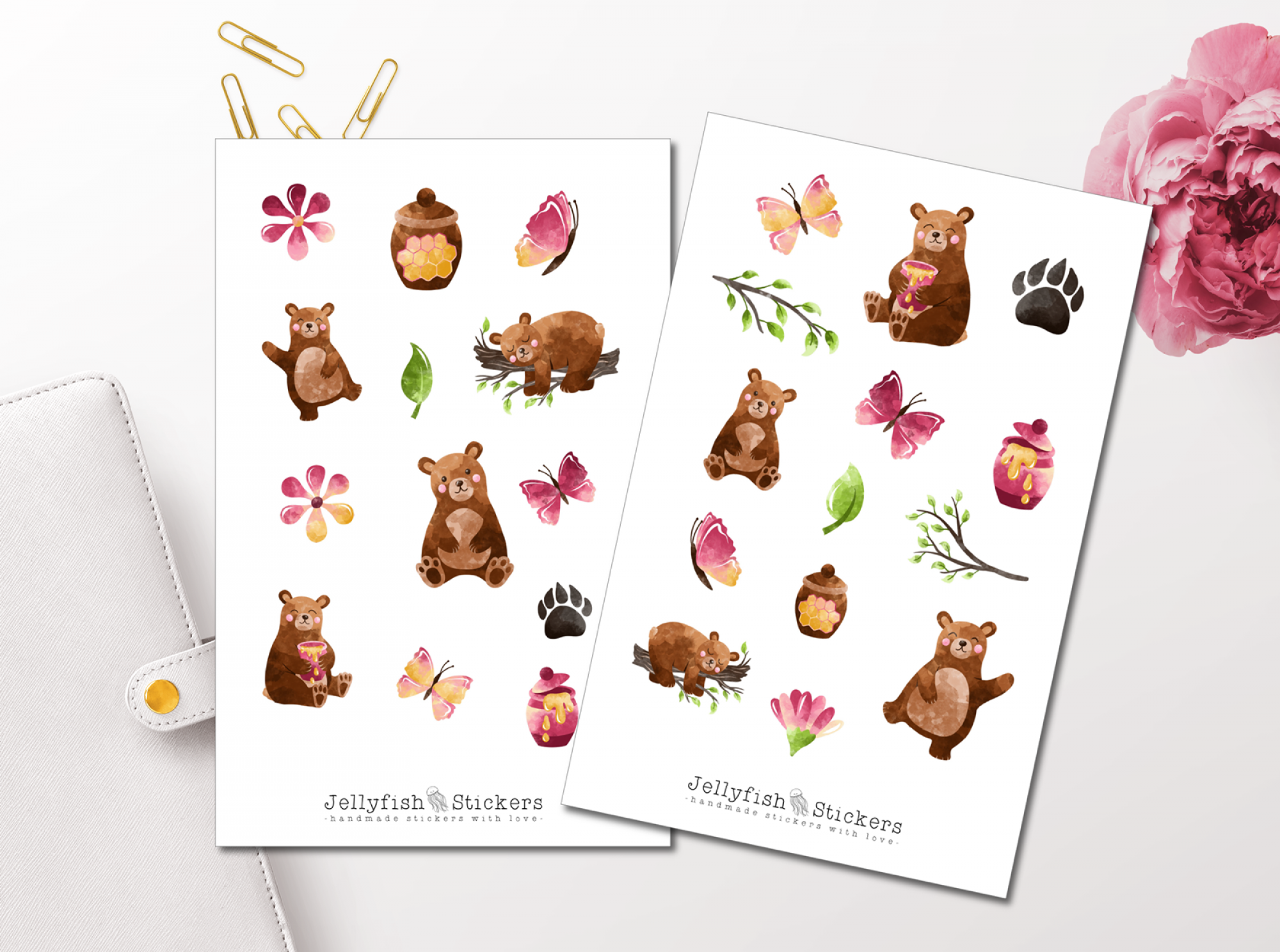 Bär Aquarell Sticker Set